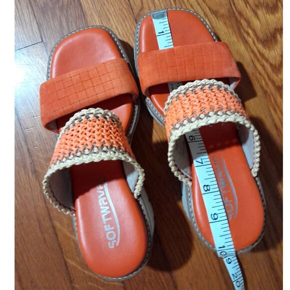 SOLD🟠🟠🟠🟠🟠🟠Softwaves Becka Orange Cream Platform Chunky Heel Sandals 8 - Picture 6 of 11